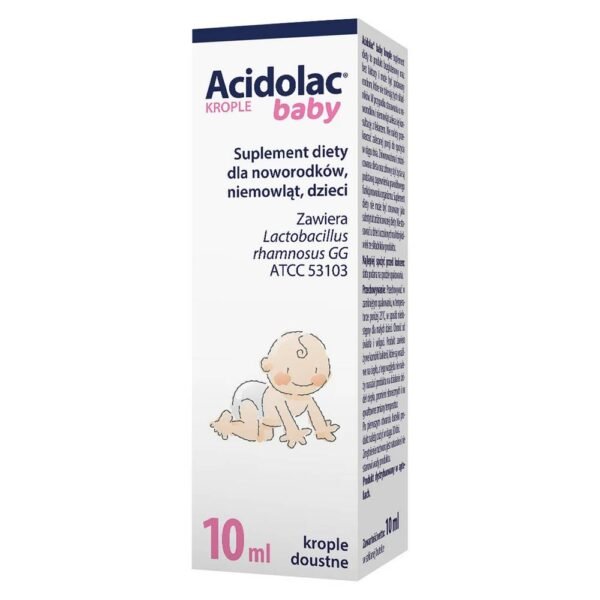 Acidolac Baby es un complemento alimenticio que contiene una cepa de bacterias probióticas Lactobacillus rhamnosus GG ATCC 53103.