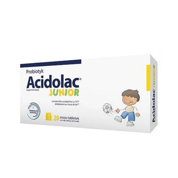 Acidolac® Junior es un fármaco que combina cepas de bacterias Lactobacillus acidophilus La-14TM y Bifidobacterium Lactis BI-04TM, inulina y vitamina B6, que favorece el correcto funcionamiento del organismo. el sistema inmune .