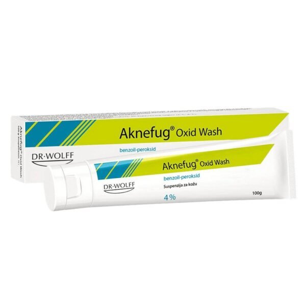 Aknefug Oxid Wash is an exfoliating and antibacterial suspension for application to the skin in cases of mild to moderate acne vulgaris.