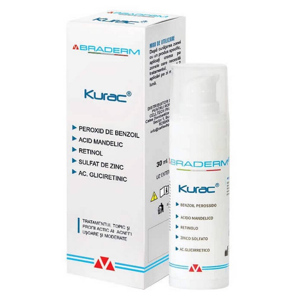 braderm kurac 30 ml per contrastare lacne BRADERM kurac 30 мл для дермоочищающего и себорегулирующего эффекта на себорейной, задыхающейся, загрязненной и комедонной коже, предотвращает появление угрей.