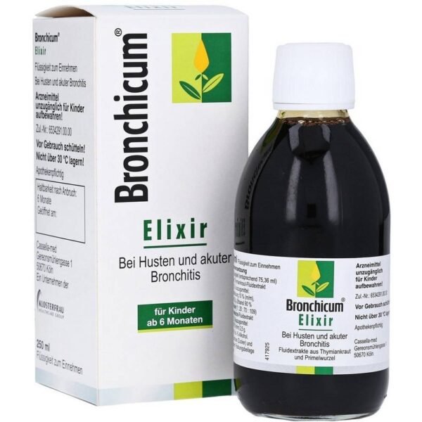 Bronchicum Elixir tiene acción expectorante y mucolítica.