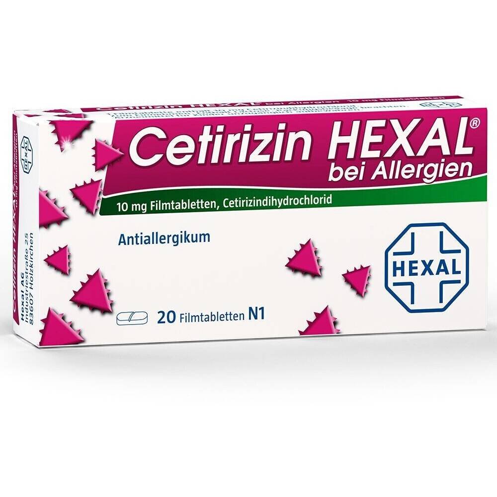 cetirizin bei allergien filmtabletten 20 stk Cetirizine HEXAL® от аллергии — быстродействующий и мощный противоаллергический препарат, используемый при сенной лихорадке и зудящих кожных высыпаниях.