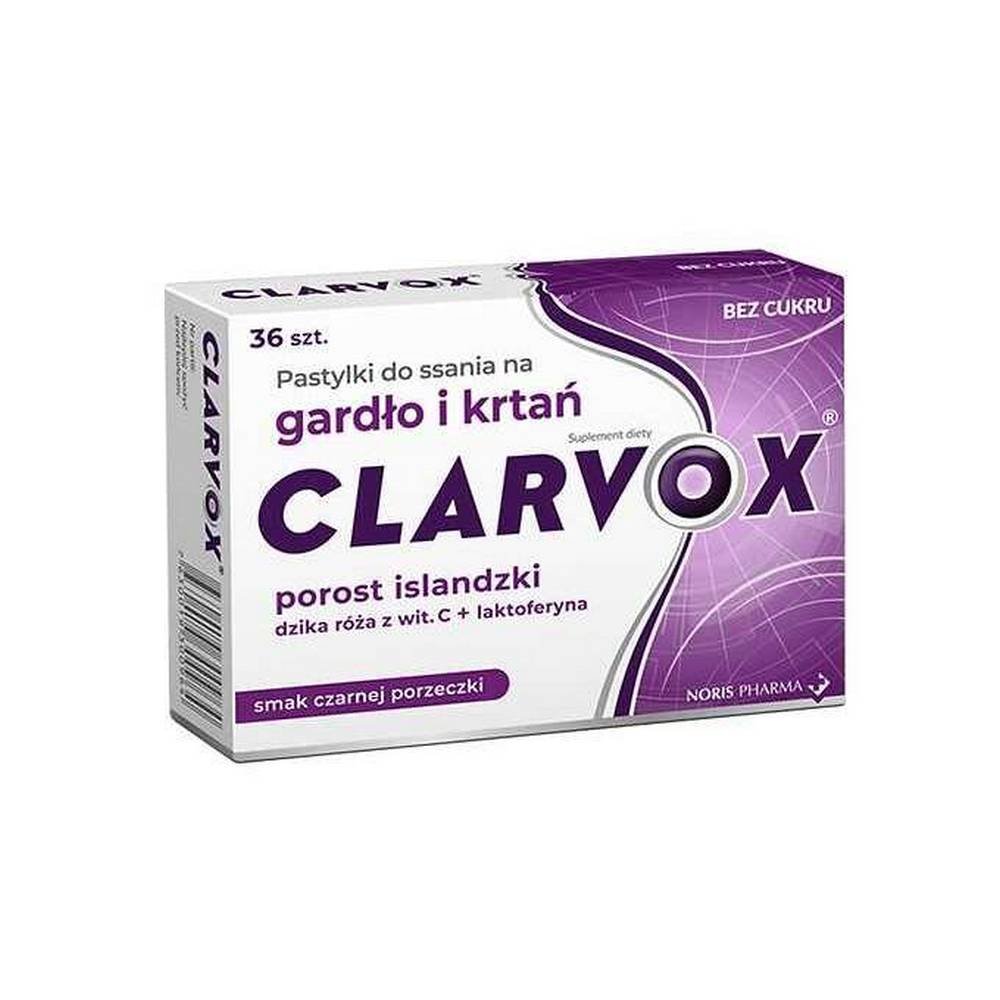 clarvox porzeczka 36 past Таблетки CLARVOX черная смородина предназначены для людей, которые испытывают: боль в горле и охриплость голоса, сухость во рту, раздражение гортани и голосовых связок.