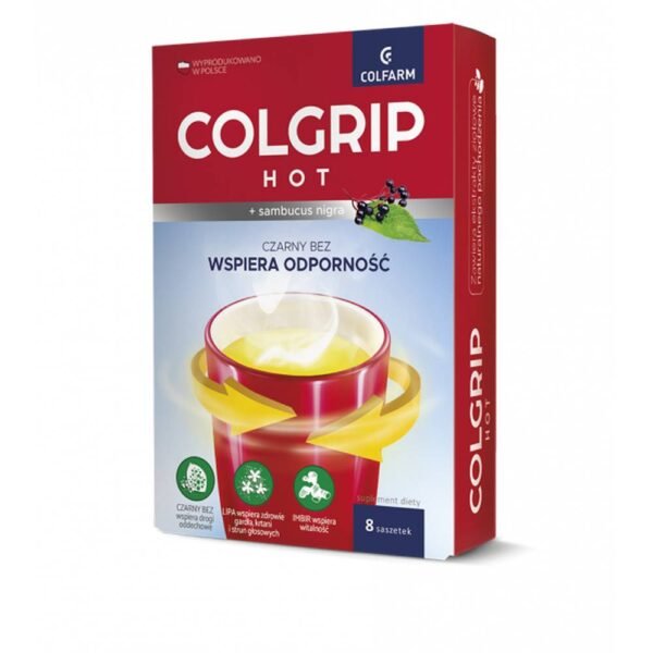 COLGRIP HOT ACTIV is a dietary supplement in the form of powder in sachets for the preparation of liquid for drinking, which supports the proper functioning of the respiratory and immune systems.