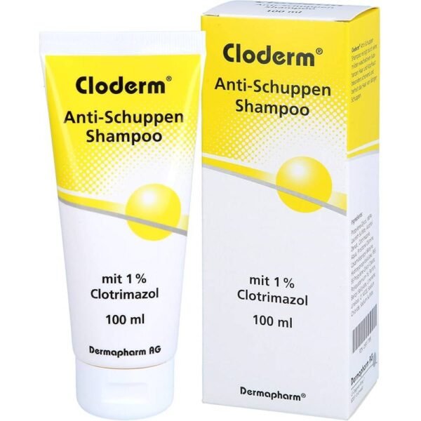 Cloderm shampoo especially gently cleanses and rids hair of dandruff.