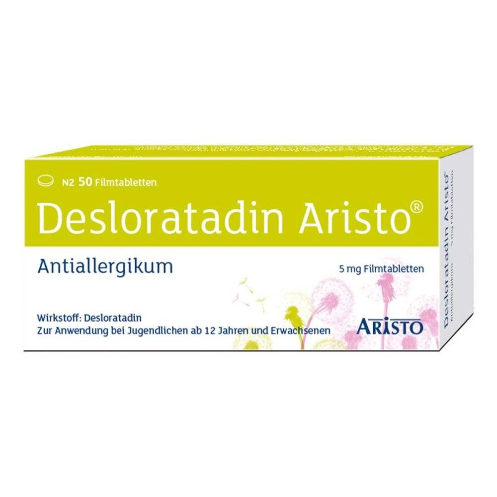 desloratadin aristo 5mg filmtabletten 50stk Desloratadine Aristo® — антигистаминный препарат для лечения аллергического ринита и крапивницы.