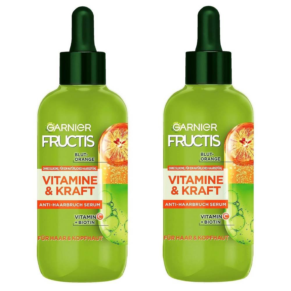 garnier fructis vitamine and kraft 2x125 ml Garnier Fructis Vitamines & Force pour cheveux fins et cassants, efficace contre la chute des cheveux, renforce la structure capillaire des racines aux pointes.