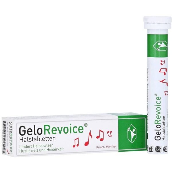 Pastillas para la garganta GeloRevoice con mentol de cereza: alivian el dolor de garganta, la irritación al toser y la ronquera.