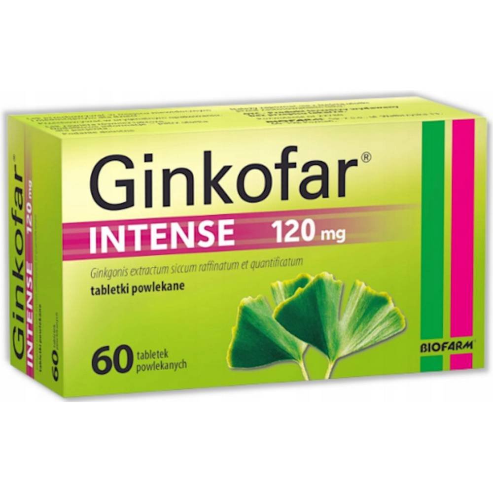 ginkofar intense memory concentration ginkgo 120 mg 60 tablets ginkofar intense pamiec koncentracja milorzab 120 mg 60 tabletek Para la concentración-GINKOFAR INTENSE Memory concentration ginkgo 120 mg 60 tablets-GINKOFAR INTENSE Pamięć koncentracja miłorząb 120 mg 60 tabletek