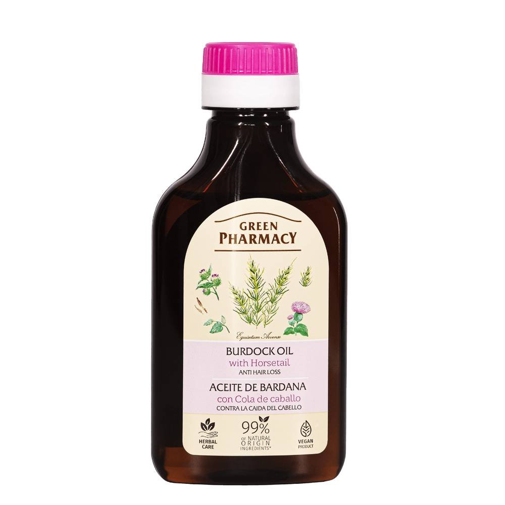 green pharmacy olejek do skory glowy lopianowy 100ml Green Pharmacy Aceite para el cuero cabelludo de bardana contra la caída del cabello 100 ml para hidratar el cabello y al mismo tiempo favorece su restauración, aporta grosor y brillo al cabello.