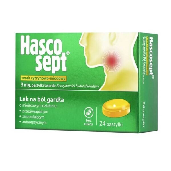 Haskosept lemon and honey flavored tablets are a drug used to treat symptoms of pharyngitis and stomatitis, redness or sore throat.