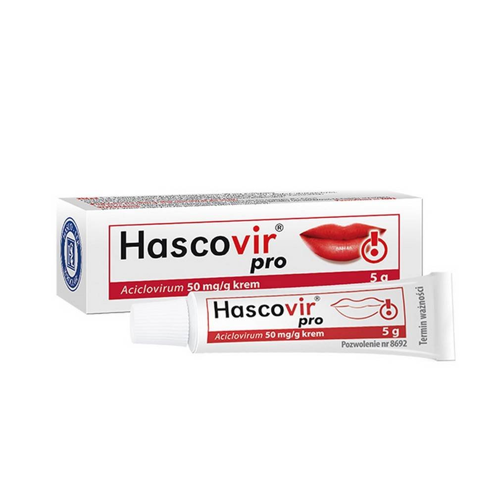 hascovir pro krem 005g1g 5g Хасковир применяется для местного лечения симптомов герпеса: простуды и герпетических поражений лица.
