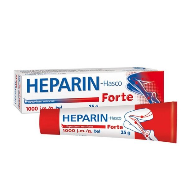 Heparin-Hasko forte is a medicinal product in the form of a skin gel intended for local supportive treatment of diseases and swelling of superficial veins, bruises and subcutaneous hematomas.