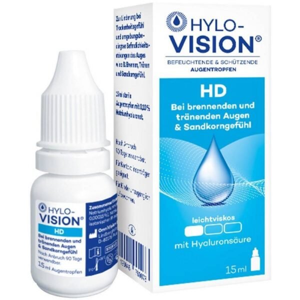 Hylo Vision HD moisturizing and protective eye drops with hyaluronic acid.