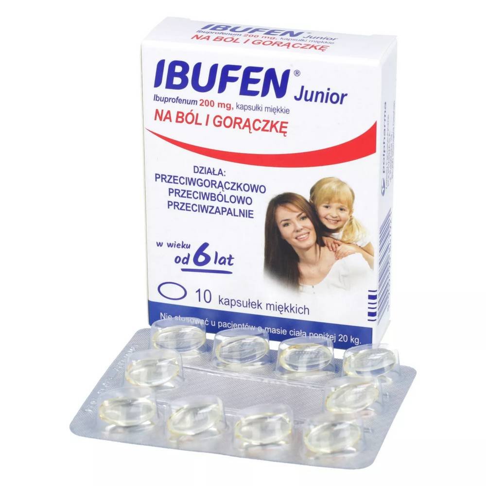 ibufen junior 200mg 10kaps Ibufen Junior has analgesic, antipyretic and anti-inflammatory effects.