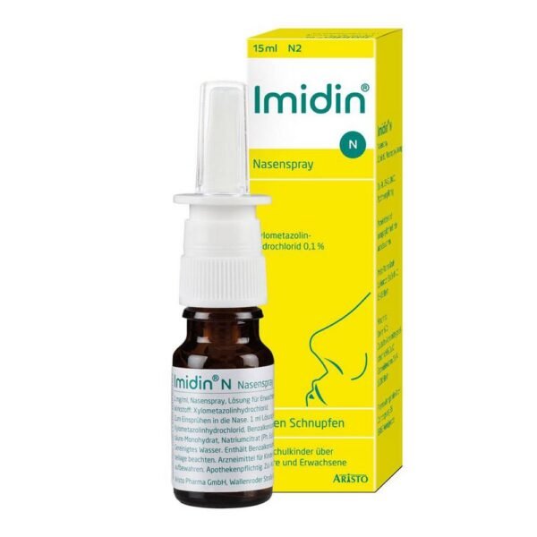 El aerosol nasal Imidin N es un descongestionante de acción prolongada para los resfriados, que facilita la respiración por la nariz.