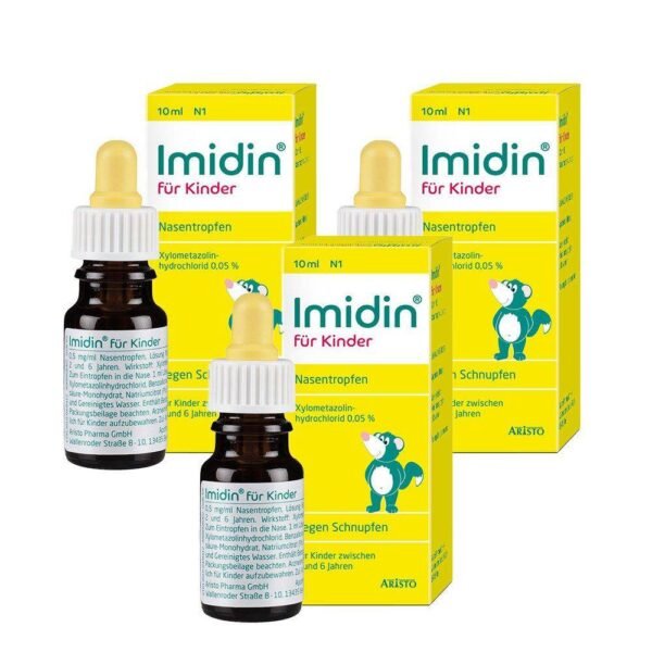Imidin® para niños: efecto antiedematoso rápido y duradero en forma de gotas para niños de 2 a 6 años.