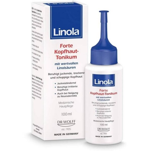 Soothing scalp tonic Linola Forte relieves itching, mild inflammation and dryness, protects the scalp from further drying out.