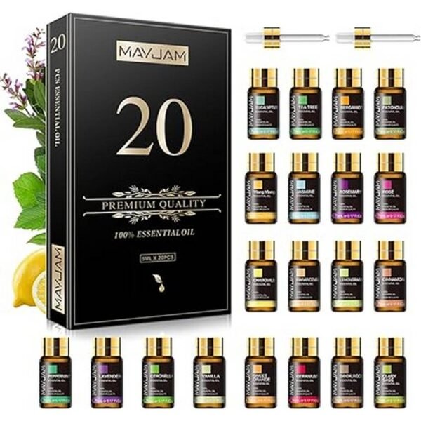 Estrés y ansiedad-MAYJAM Essential Oils Set of 20 Essential Oi,Respiratory Support-MAYJAM Essential Oils Set of 20 Essential Oi,Mood Enhancement and Emotional Balance-MAYJAM Essential Oils Set of 20 Essential Oi