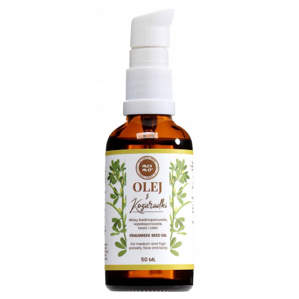 mexmo olej z kozieradki do wlosow twarzy i ciala 50ml L'huile de fenugrec Mexmo pour cheveux, visage et corps 50 ml arrête la chute des cheveux, renforce les follicules pileux, accélère la pousse des cheveux et apaise les irritations.