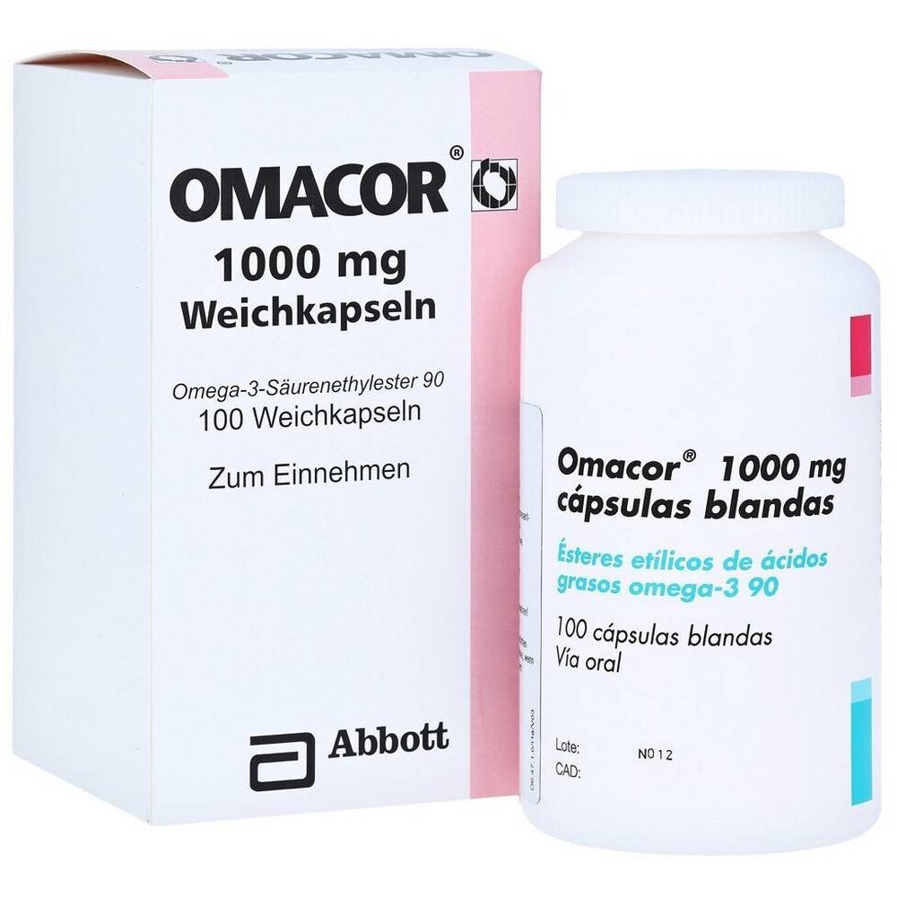 omacor 1000mg weichkapseln 100stk Omacor contains highly purified polyunsaturated omega-3 fatty acids.