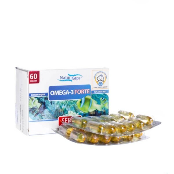 Omega-3 Forte Naturcaps es un complemento alimenticio que contiene aceite de pescado, que es fuente de ácidos omega-3 (EPA y DHA)