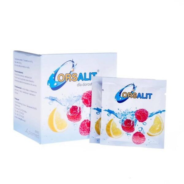 Orsalit para adultos en polvo con sabor a frambuesa y limón, para la rehidratación oral, reduciendo el riesgo de complicaciones derivadas de la diarrea y los vómitos.