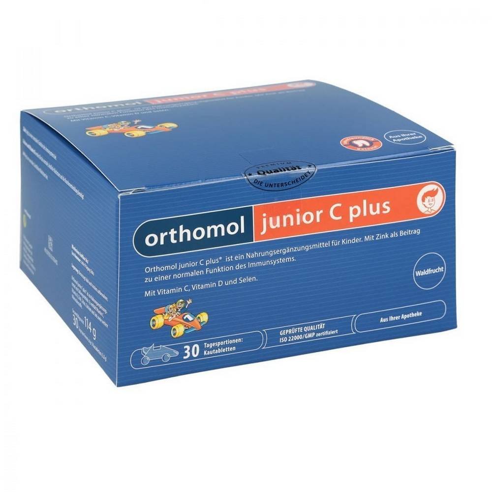 orthomol junior c plus kautabletten waldfrucht 30 stk Orthomol pharma es un complemento alimenticio especialmente desarrollado para cubrir las necesidades de los niños.