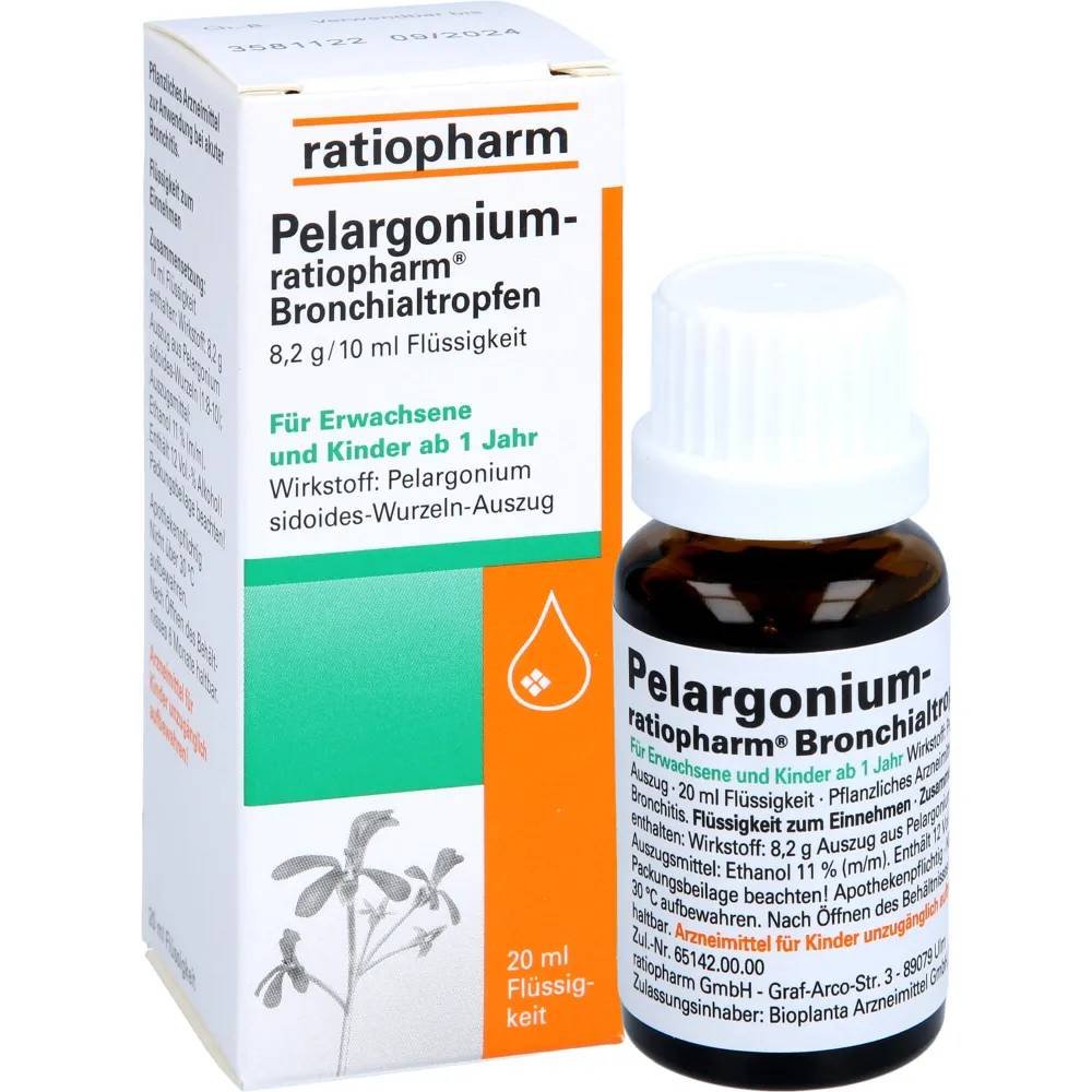 pelargonium bronchialtropfen 20 ml Ratiopharm® Bronchialtropfen est un médicament à base de plantes utilisé pour l'inflammation aiguë des bronches.