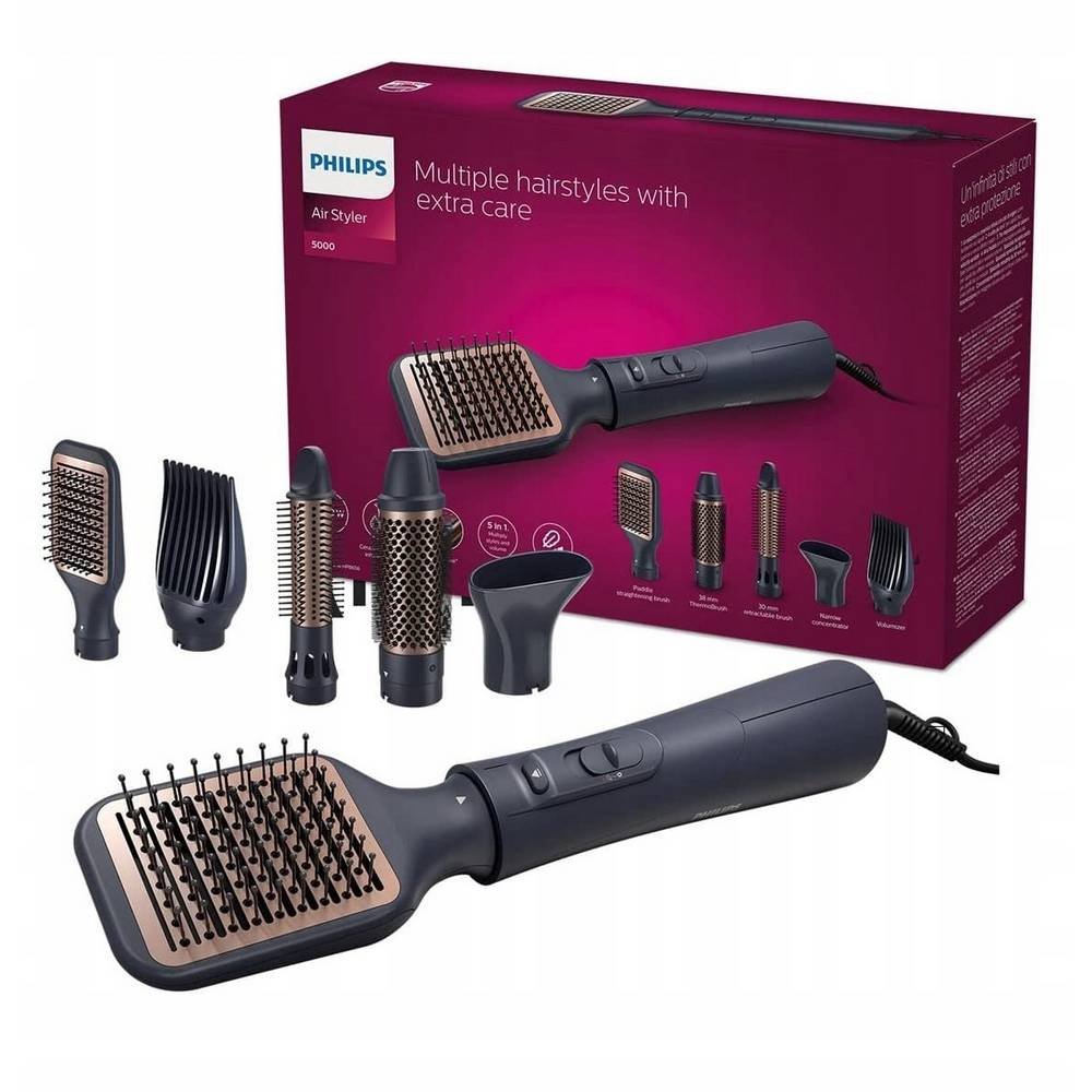 philips serii 5000 bha53000 Philips 5000 series BHA530/00 Hair curler/dryer 5 attachments for straightening, adding volume and creating waves, technology of uniform heat distribution, advanced ionization.