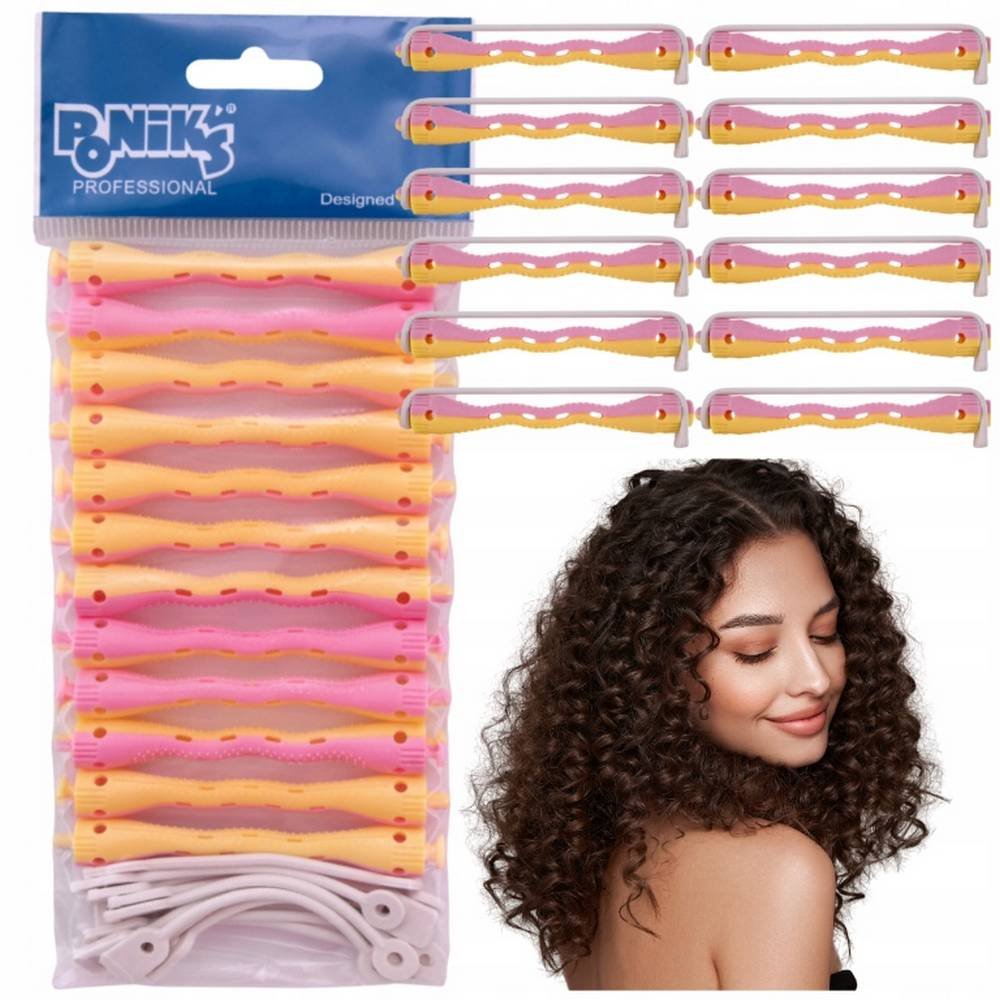 poniks walki do wlosow 6mm 12 Ponik's Hair Rollers for Hairdressing Permanent Waves Sinusoidal 6mm 12 allows you to create precise and long-lasting curls, thanks to the elastic band that prevents hair from unraveling, it is extremely convenient to use,