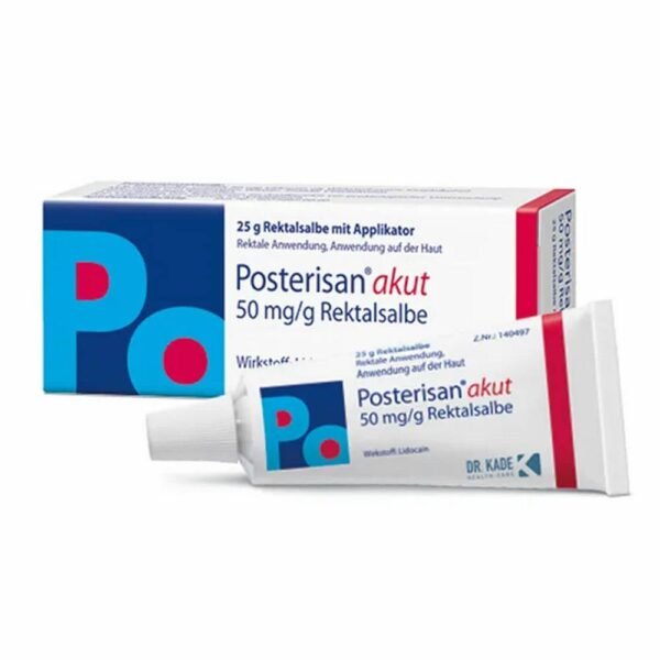 Posterisan akut ointment for hemorrhoids with local anesthetic, effective in a dosage of 5% lidocaine.