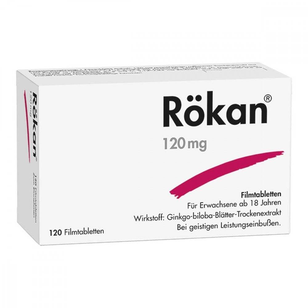 rokan 120mg filmtabletten 120 stk Ryokan for symptomatic treatment of organic changes in cerebral circulation and mental disorders.