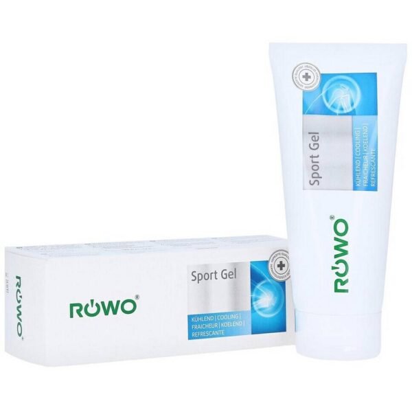 Gel refrescante, analgésico y antiinflamatorio de Röwo para el tratamiento de apoyo de lesiones.