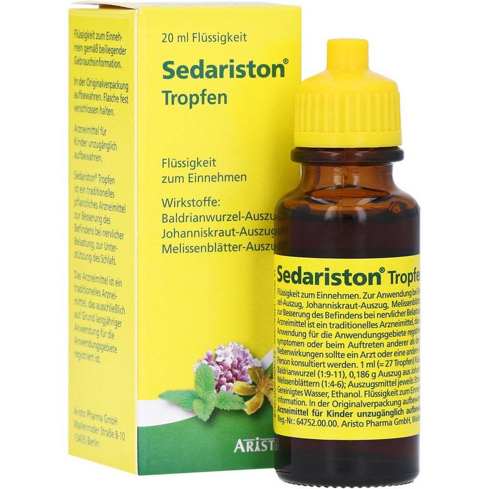sedariston tropfen 20ml Sedariston drops are a herbal remedy that relieves nervous tension and improves sleep.