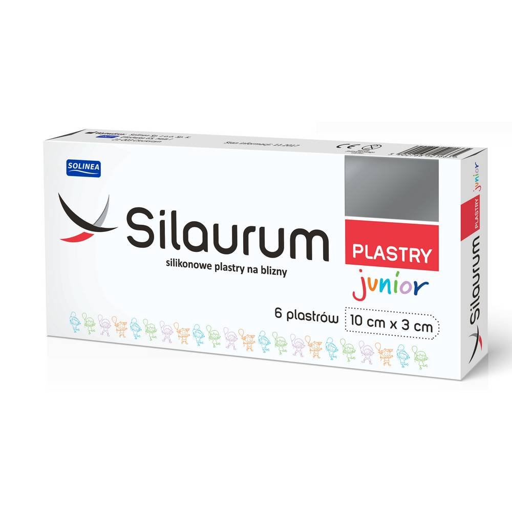 silaurum junior silikonowe plastry na blizny 6 szt Silaurum Junior silicone plasters are a medical product for children intended for the treatment of postoperative, post-traumatic and post-burn scars.