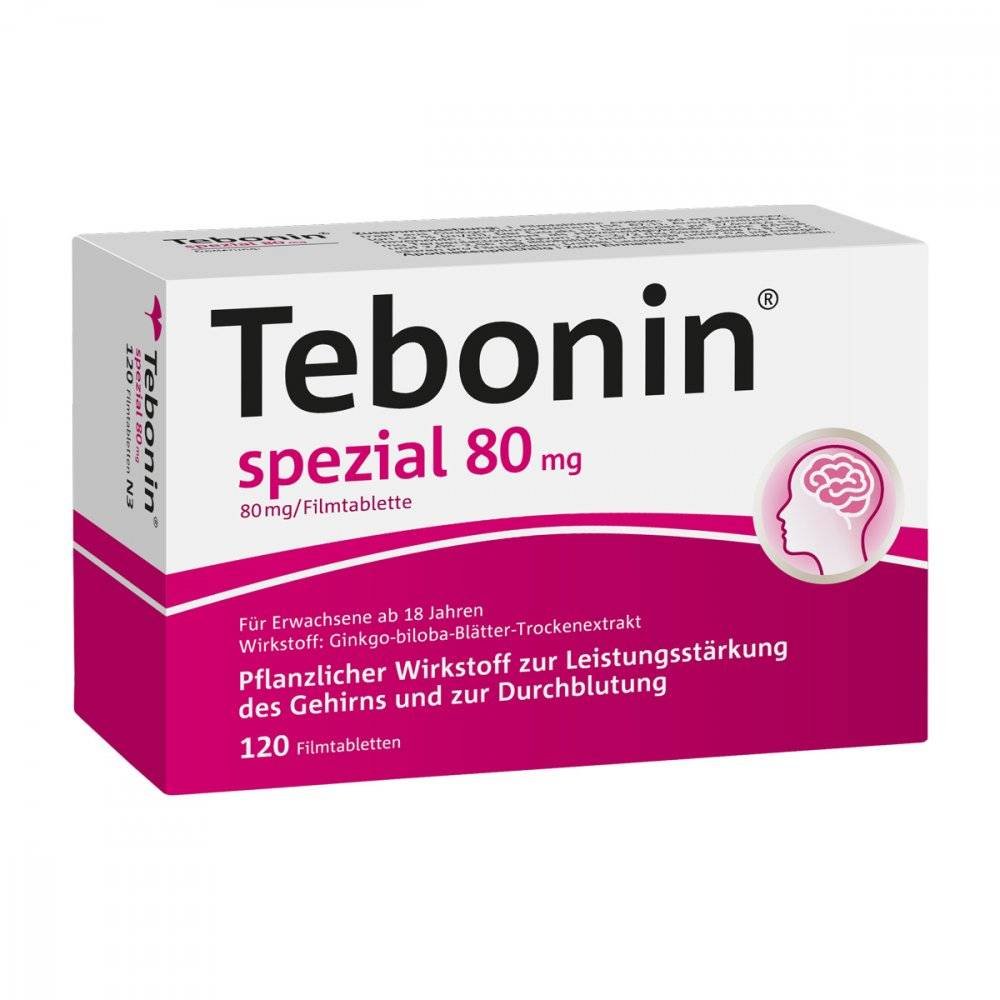 tebonin spezial 80 mg filmtabletten 120 stk Tebonin® special for dizziness due to circulatory disorders or age-related regression of processes (vertigo of vascular and involutional genesis).