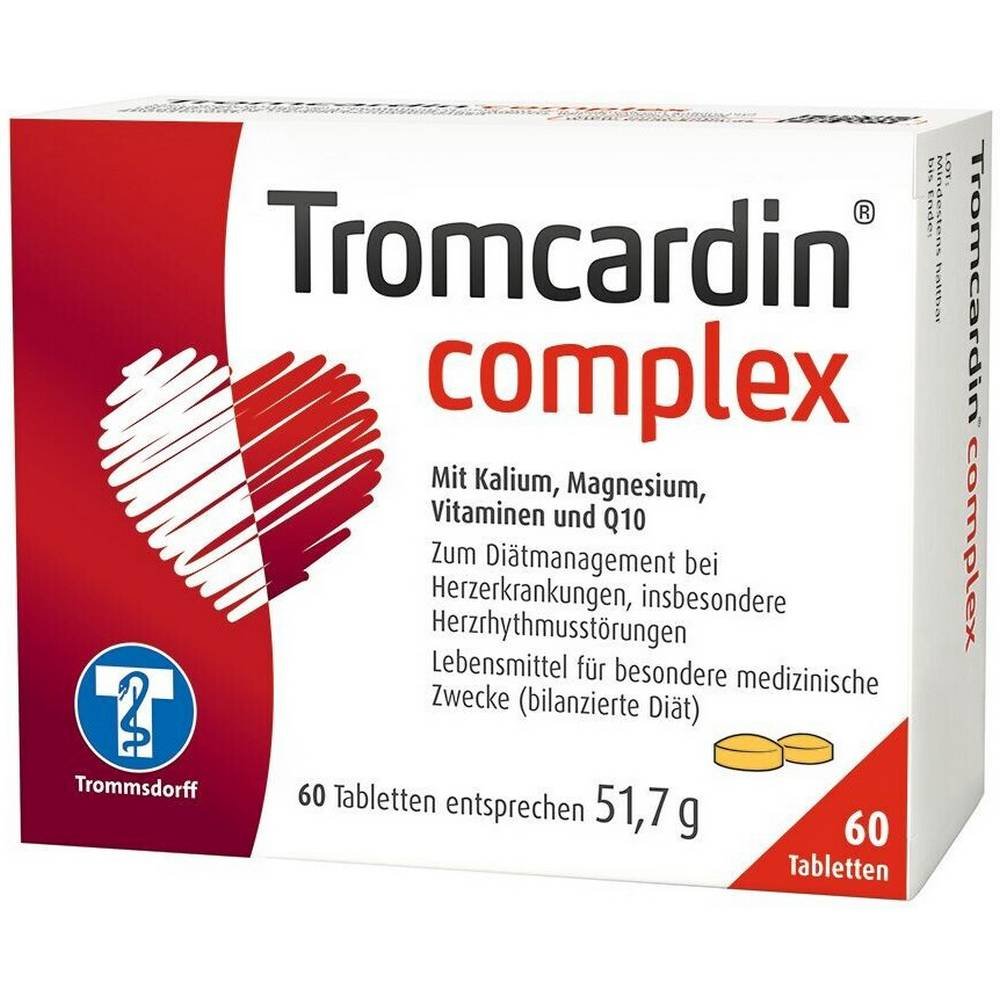 tromcardin complex tabletten 60 stk Tromcardin Complex for dietary control of heart disease, especially cardiac arrhythmia.