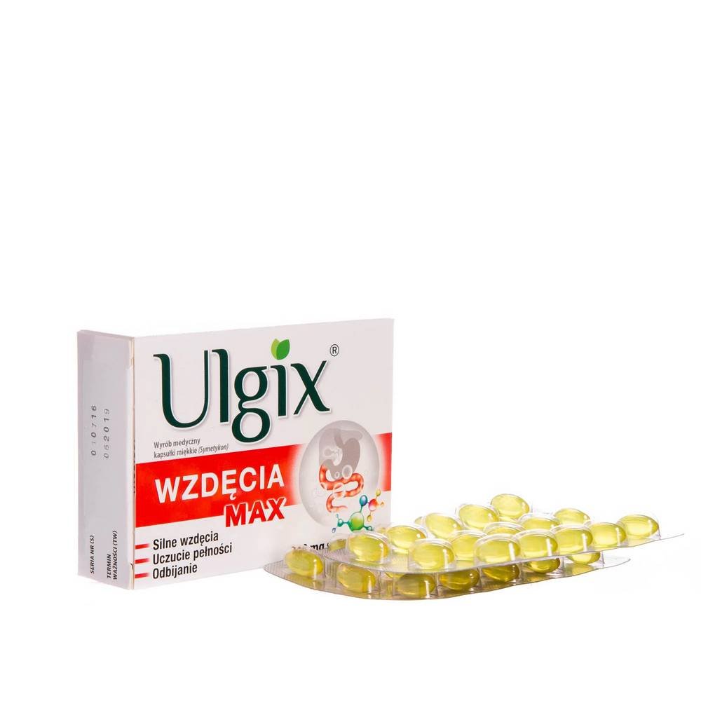 ulgix wzdecia max 30 kapsulek Ulgix Bloating Max est utilisé pour soulager les symptômes associés à l'accumulation de gaz dans l'estomac et les intestins suite à la fermentation intestinale au cours du processus digestif.