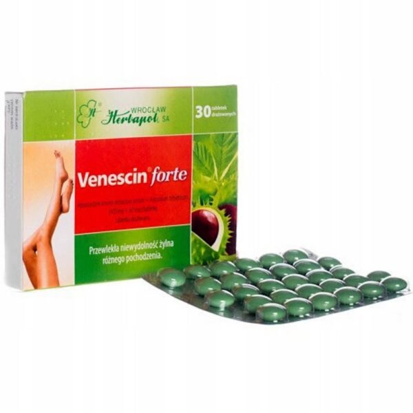 Venescin Forte is a drug with anti-edematous properties, used for chronic venous insufficiency of various origins, manifested by edema, calf cramps, itching, pain, and a feeling of heaviness in the legs.