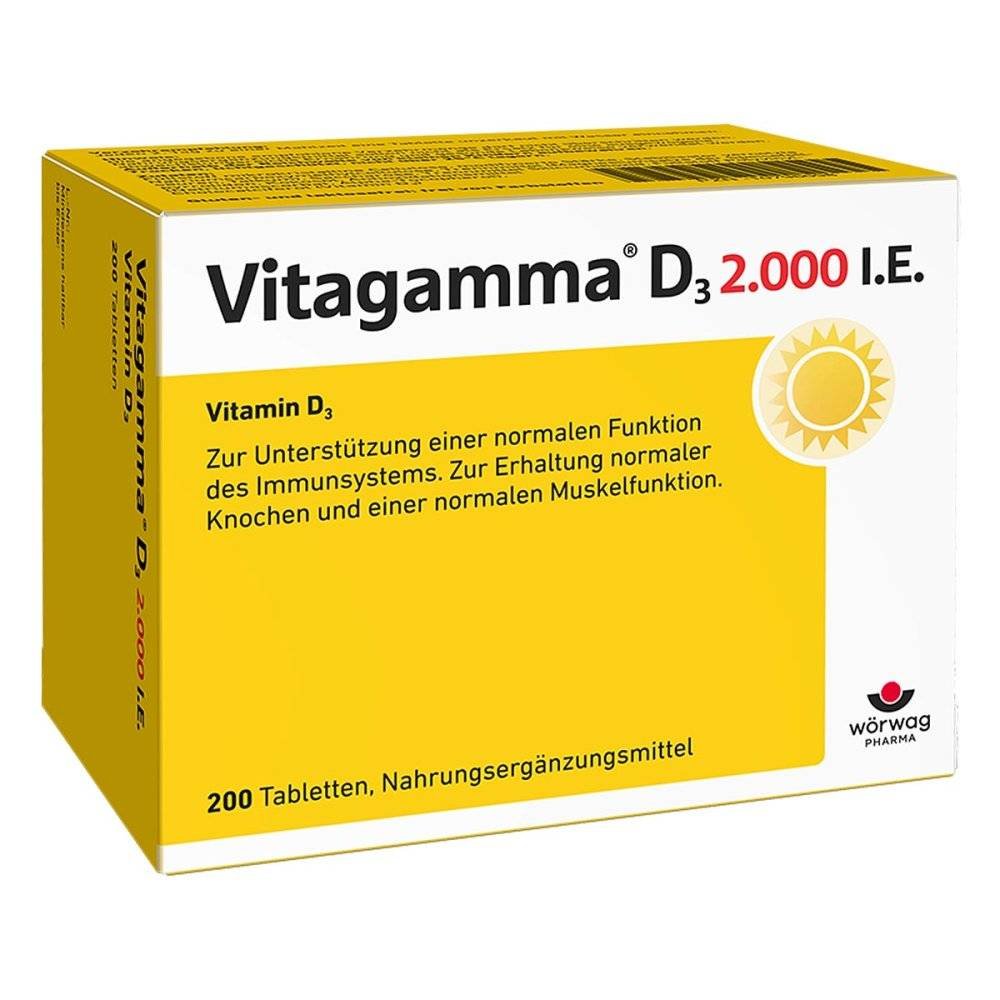 worwag pharma vitagamma d3 2000 ie tabletten 200 stk Vitagamma tablets are taken to ensure optimal intake of vitamin D.