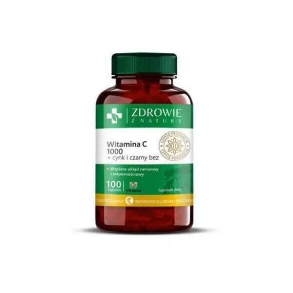 Dietary supplement Health from Nature Vitamin C 1000+ Zinc and Elderberry is recommended to supplement the daily diet with ingredients that support the proper functioning of the nervous and immune systems.