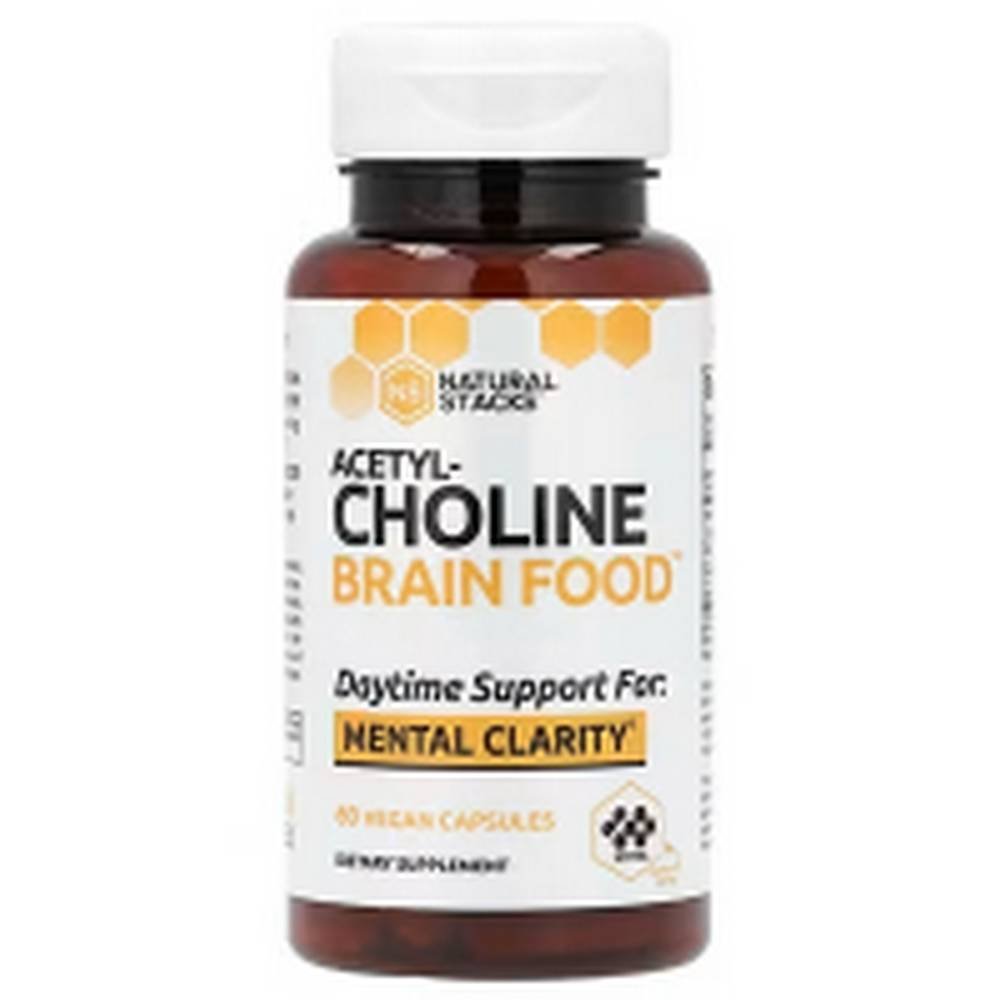 Natural Stacks, Acetyl Choline Brain Food, 60  Natural Stacks Alimento para el cerebro con acetilcolina, 60 Brain Health - Natural Stacks, Acetyl-Choline Brain Food,