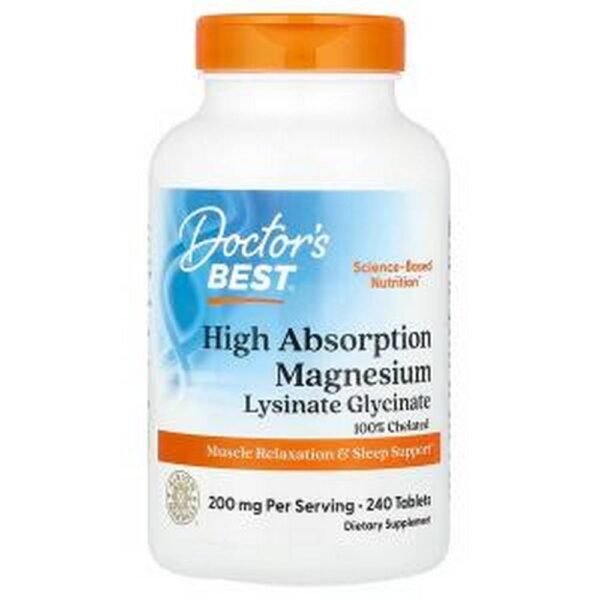 Muscle Cramps: Doctor's Best, High Absorption Magnesium, 200 mg, 240