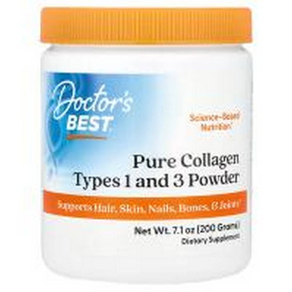doctors best pure collagen types 1 and 3 powder200g doctors best colageno puro en polvo de los tipos 1 y 3 200 g Здоровье кожи-Doctor's Best Pure Collagen Types 1 and 3 Powder,