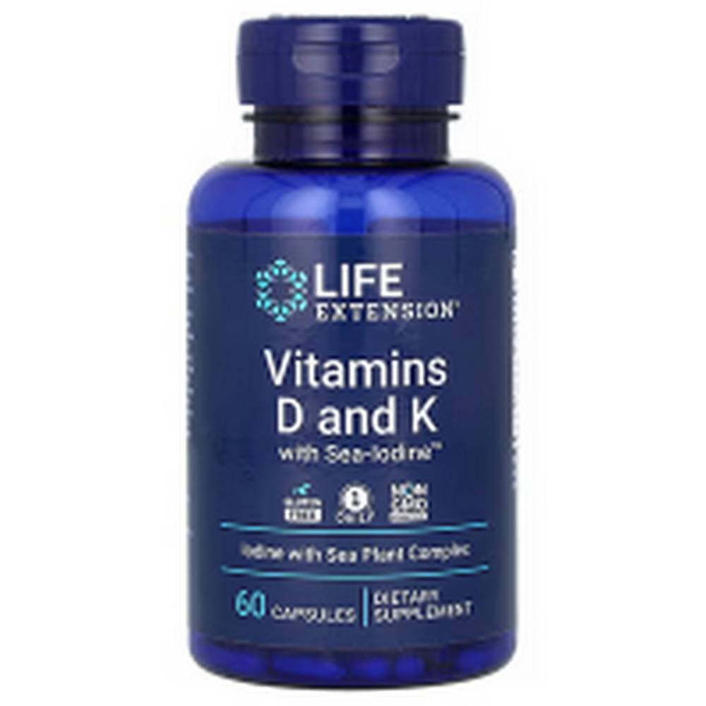 life extension vitamins d and k with sea iodine 60 life extension vitaminas d y k con yodo marino 60 Soutien de la thyroïde -Life Extension, Vitamins D and K with Sea-Iodine,