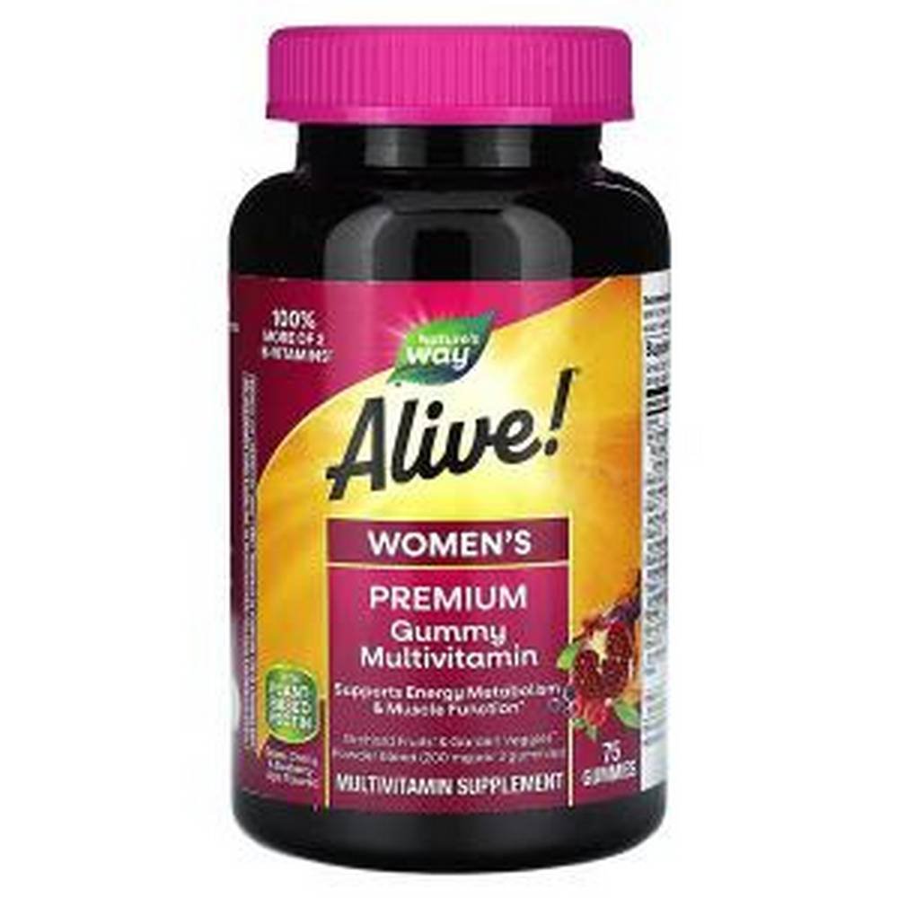 natures way alive womens premium gummy multivitamin grape cherry and blueberry acai 75 Women's Premium Gummy Multivitamin
