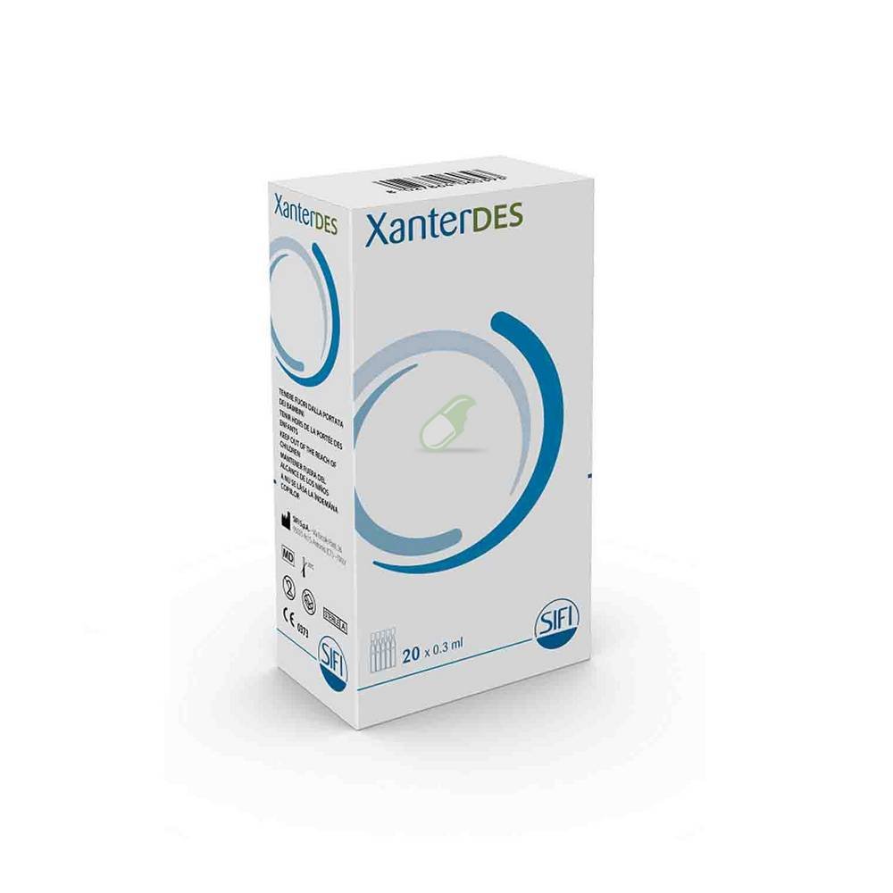 sifi xanterdes 20 Solution ophtalmique stérile hydratante et lubrifiante SIFI Xanterdes 20, destinée à soulager l'inconfort et l'irritation oculaire causés par des facteurs environnementaux.