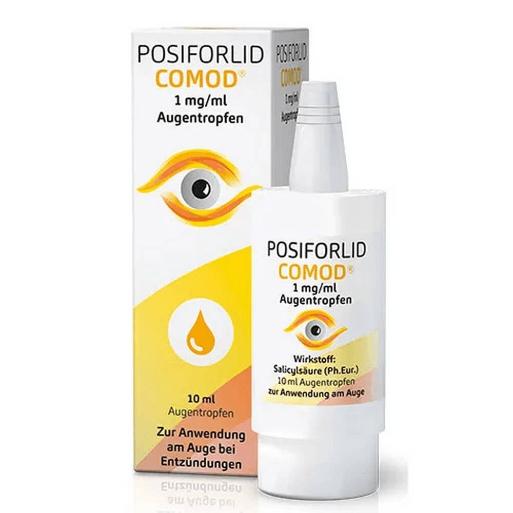 posiforlid comod 1mgml 10ml Ursapharm Posiforlide Comod 1mg/ml 10ml le médicament est un collyre contre l'inflammation oculaire, utilisé pour le traitement symptomatique de l'inflammation du bord de la paupière (blépharite), de la conjonctivite non spécifique, de l'irritation causée par la poussière, la fumée, le soleil.