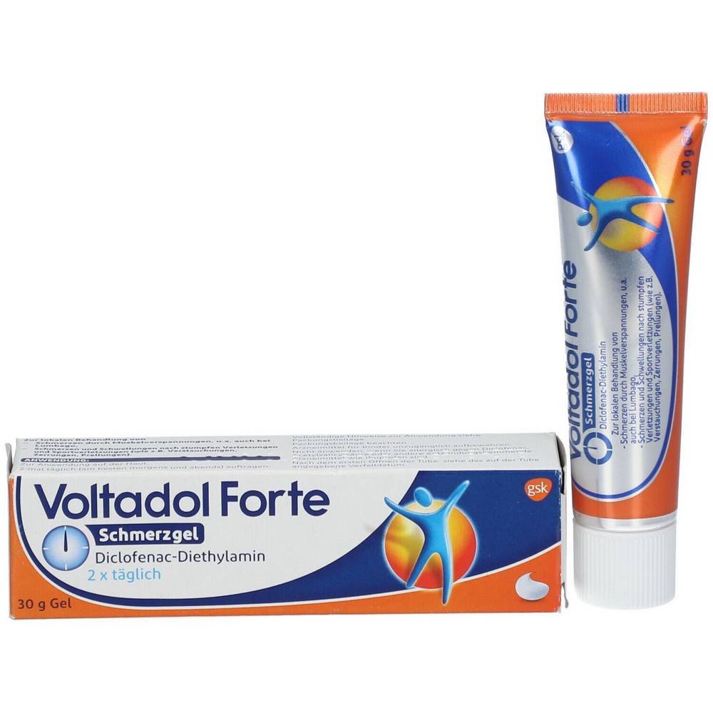 voltadol forte 30g GSK-Gebro Voltadol Forte 30g gel analgésico de gran eficacia para el tratamiento local del dolor causado por tensión muscular (incluido lumbago), dolor e hinchazón después de traumatismos cerrados y lesiones deportivas (como esguinces, dislocaciones, hematomas).